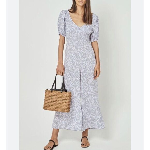 AUGUSTE The Label Jumpsuit Womens 10 Lavender Wide-Leg Juliette Scoop Neck - Picture 2 of 11